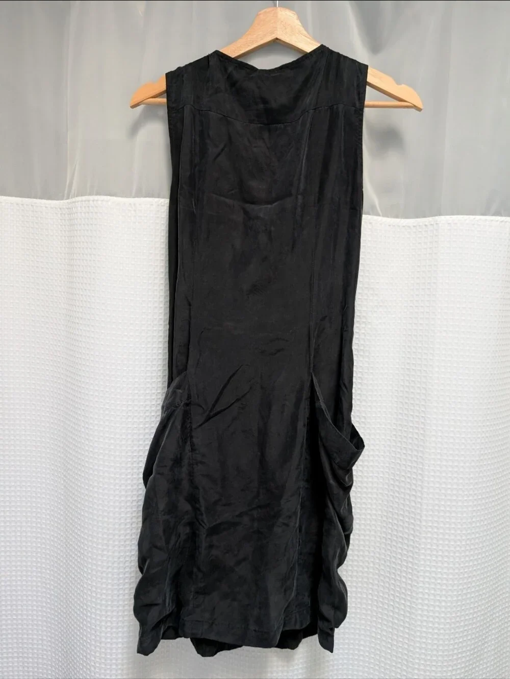 Michael Kors 100% Silk Full Zip Dress Dark Gray V-Neck Sleeveless Size 0 Grunge